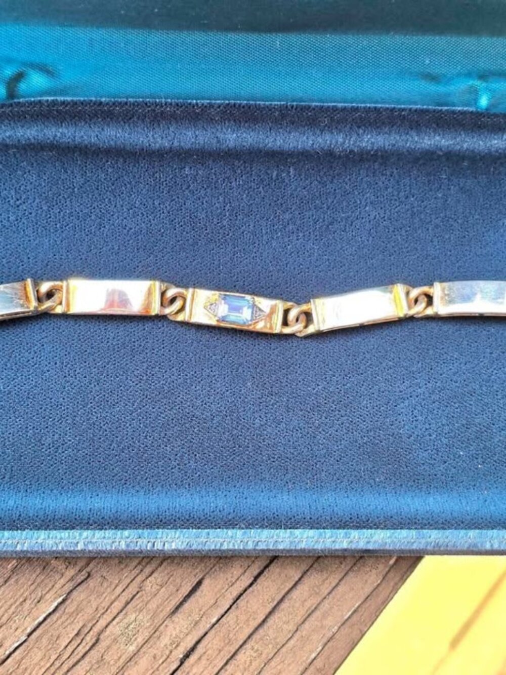 Vintage .925 Sterling Silver Bracelet with Blue Topaz and Diamonds?